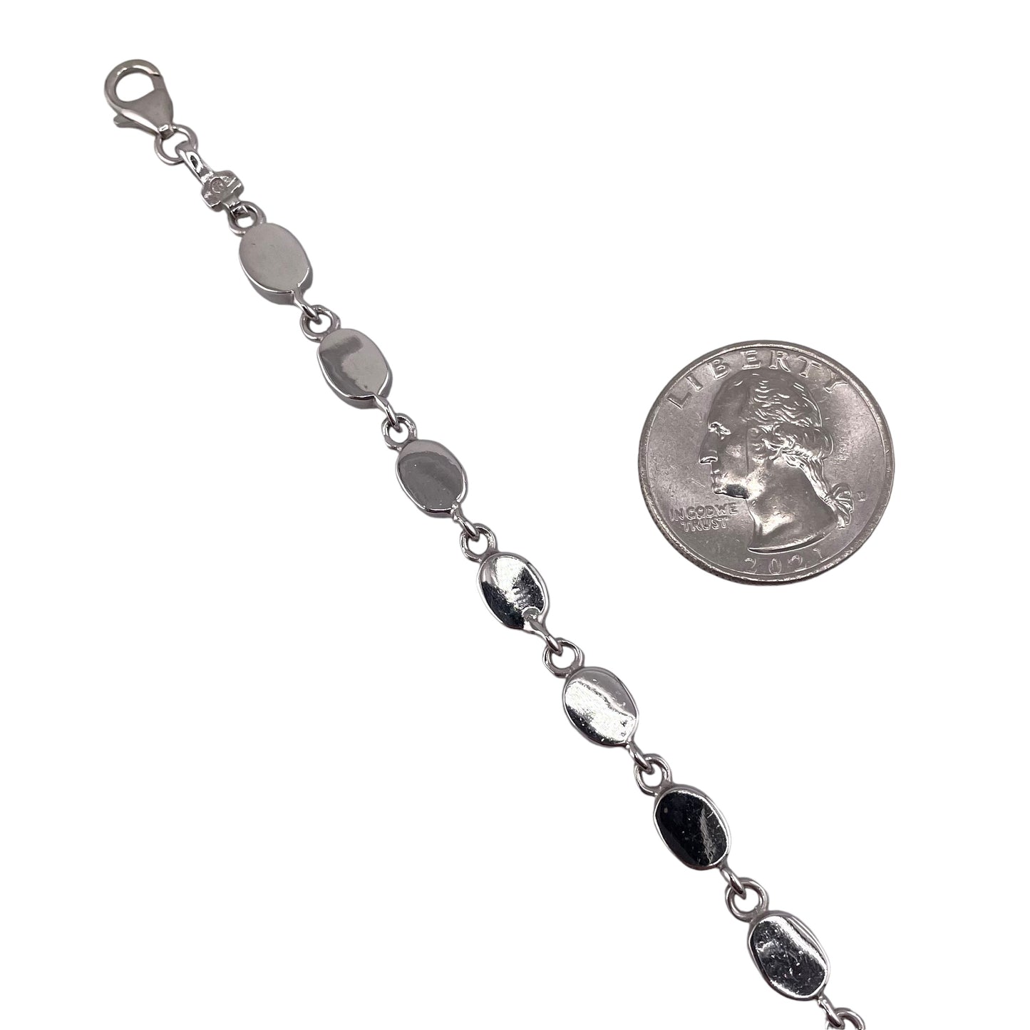 Blue Lab Opal 6mm Oval Link Bracelet Sterling Silver