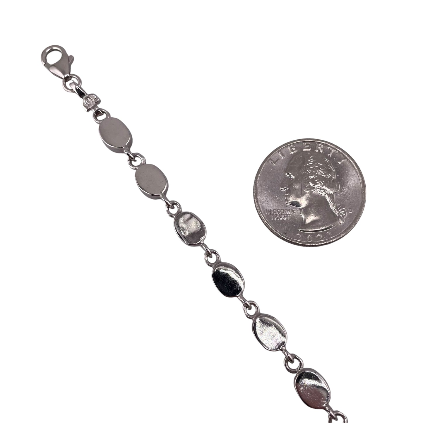 Pink Lab Opal 6mm Oval Link Bracelet Sterling Silver