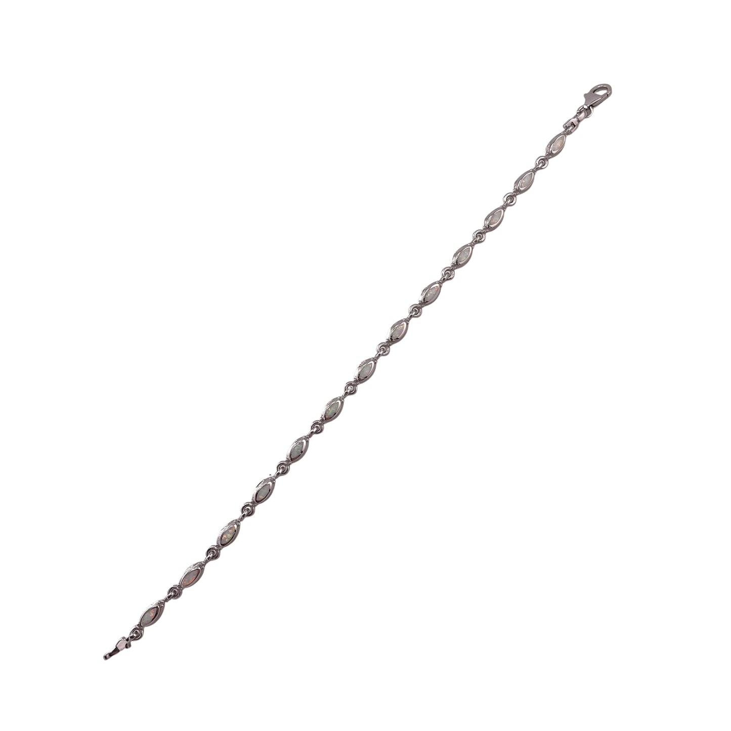 White Lab Opal 4mm Link Bracelet Sterling Silver