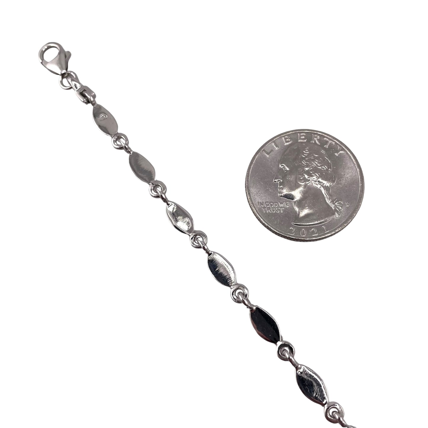 White Lab Opal 4mm Link Bracelet Sterling Silver