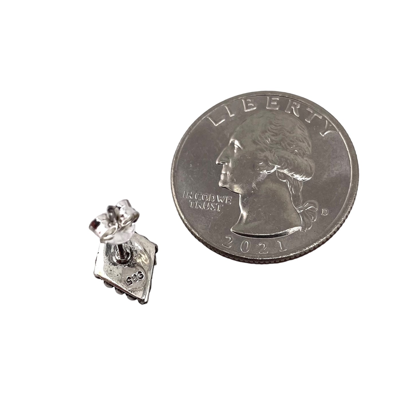 Pink Lab Opal 13mm Dotted Diamond Stud Earrings Sterling Silver