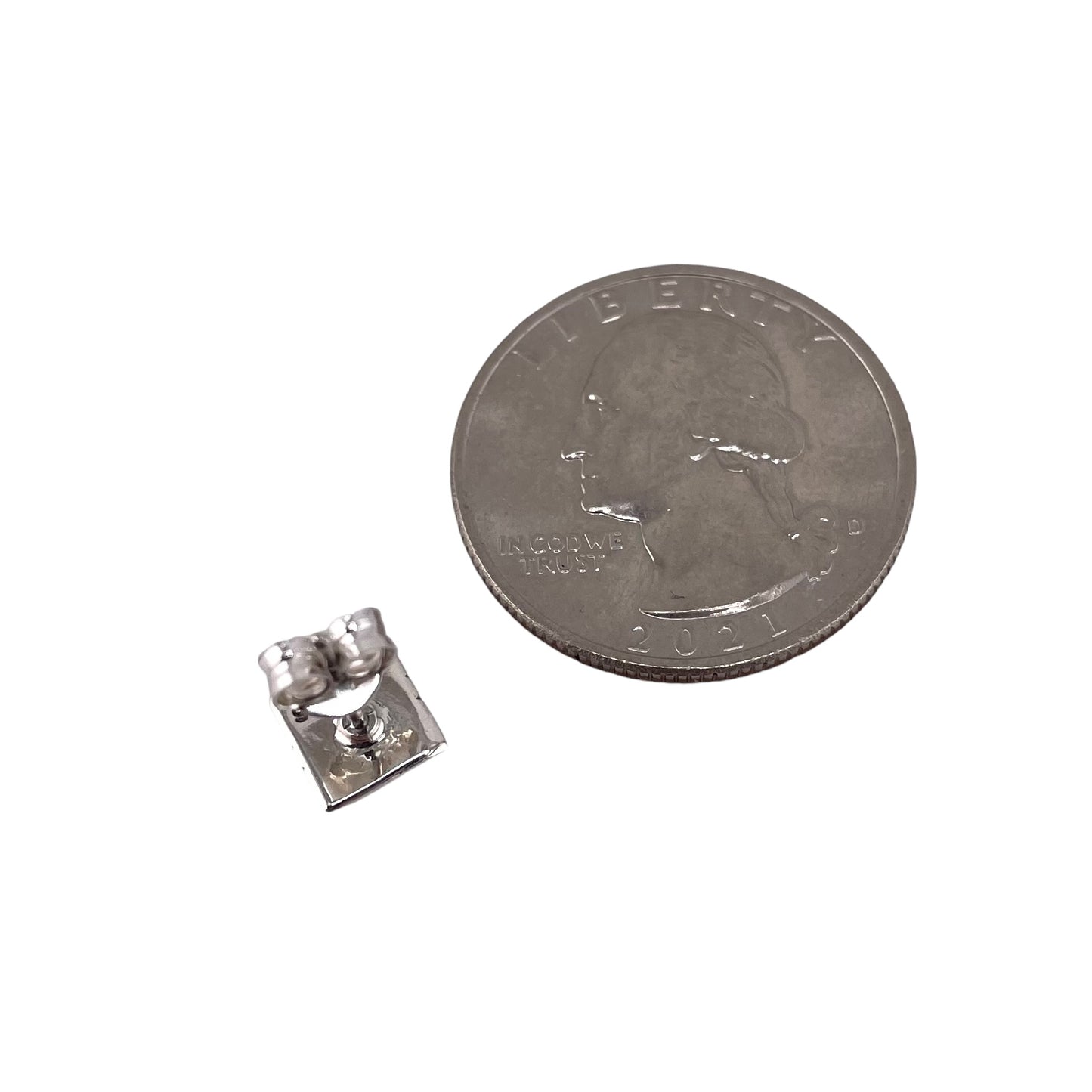 White Lab Opal Square Stud Earrings Sterling Silver