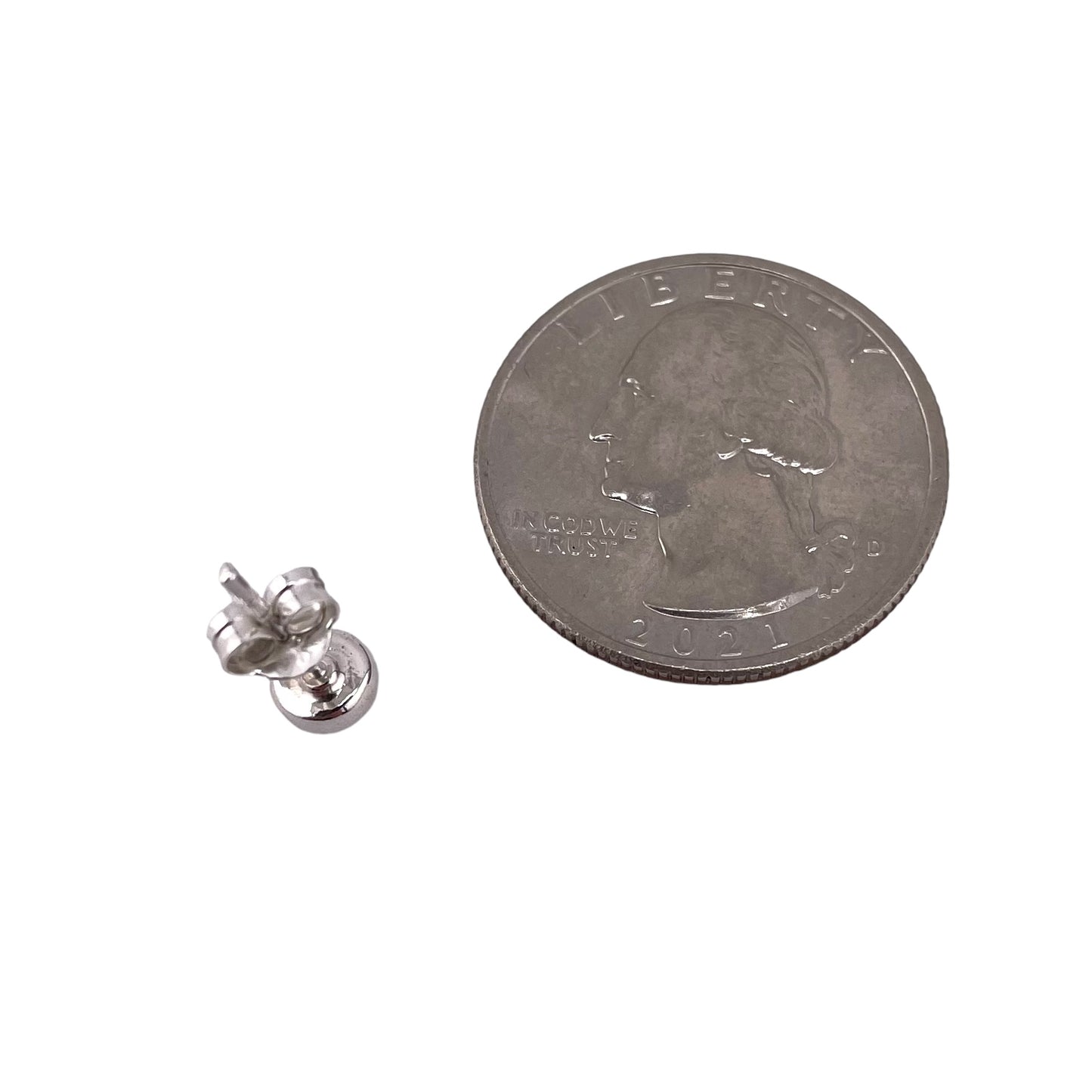 White Lab Opal 5mm Round Stud Earrings Sterling Silver