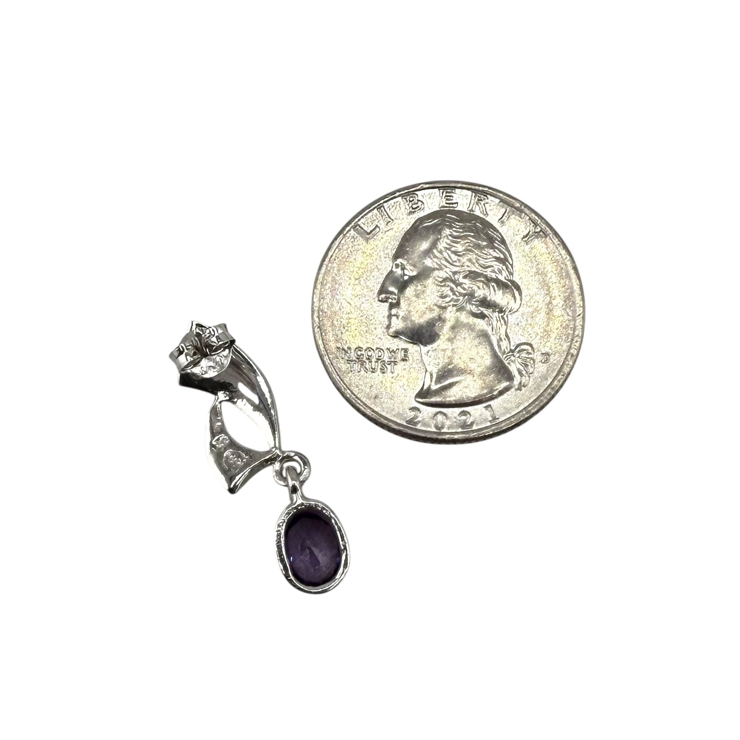 White Lab Opal Amethyst CZ Dangle Earrings Sterling Silver