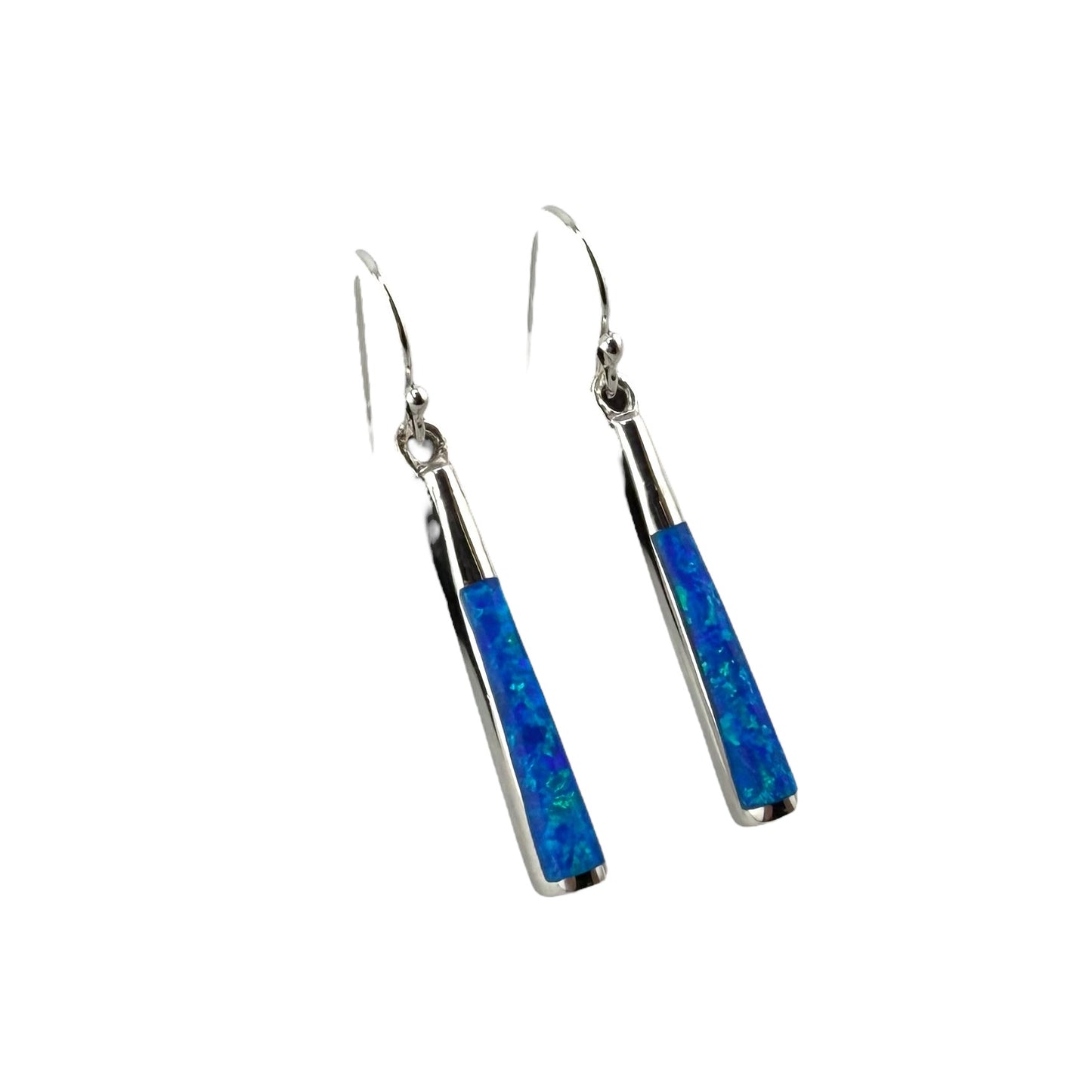 Blue Lab Opal Cone Dangle Earrings Sterling Silver