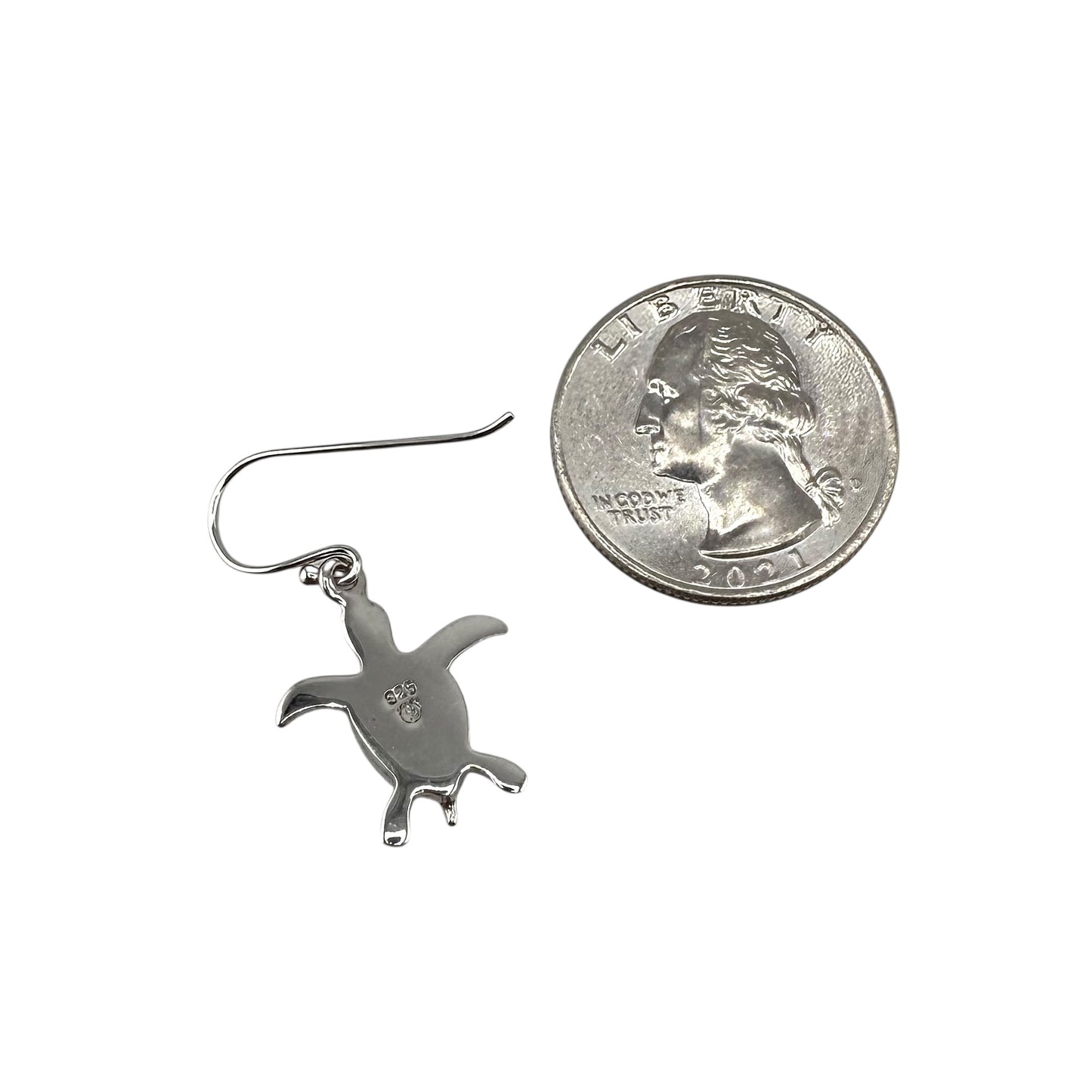 Blue Lab Opal Turtle Dangle Earrings Sterling Silver