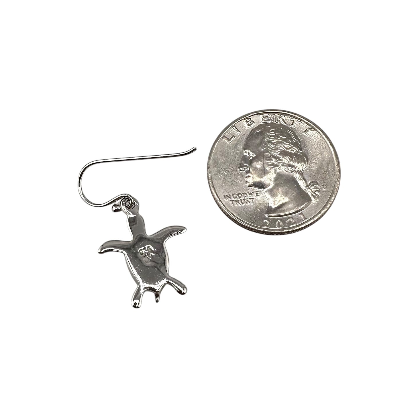 White Lab Opal Turtle Dangle Earrings Sterling Silver