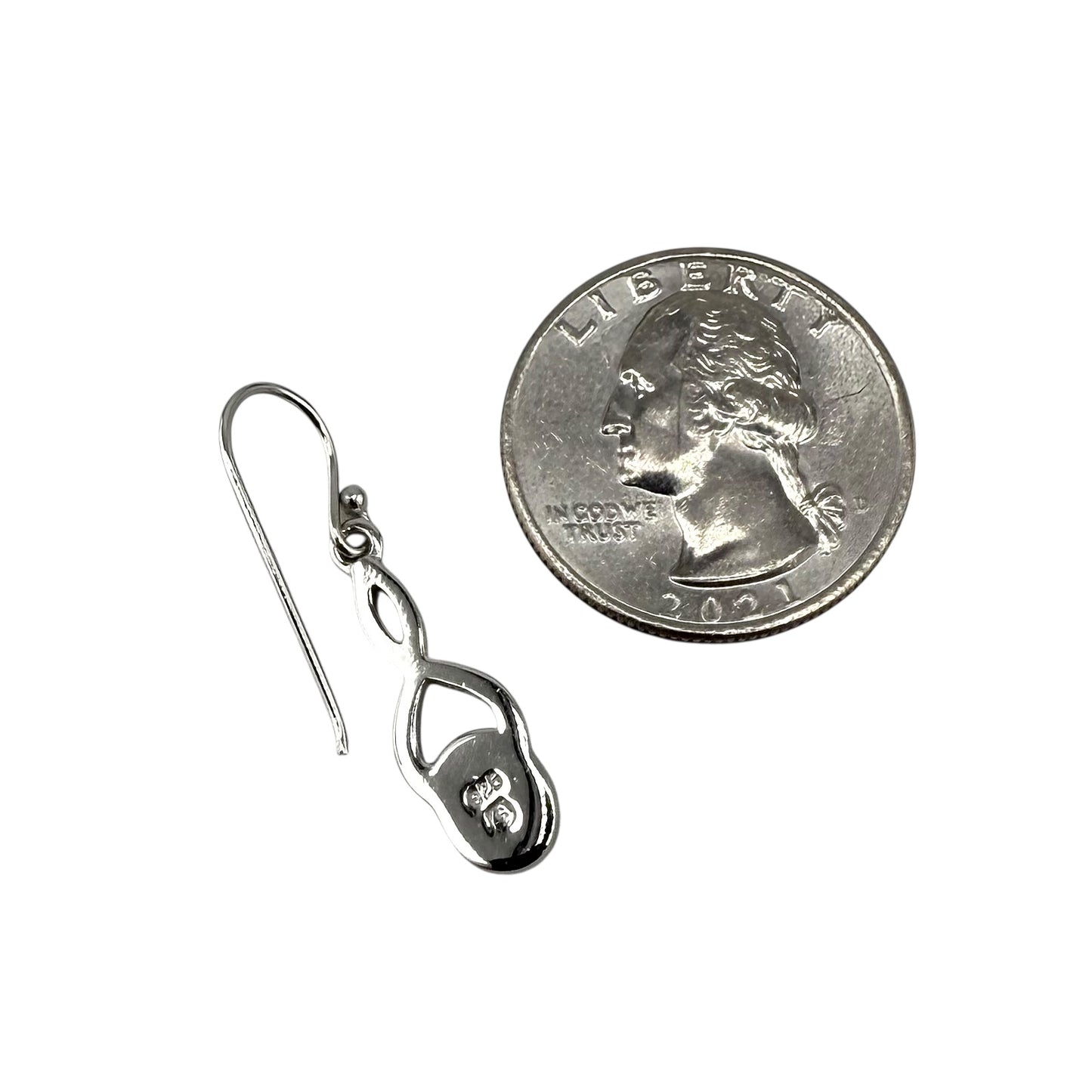 White Lab Opal Swirl Loop Dangle Earrings Sterling Silver