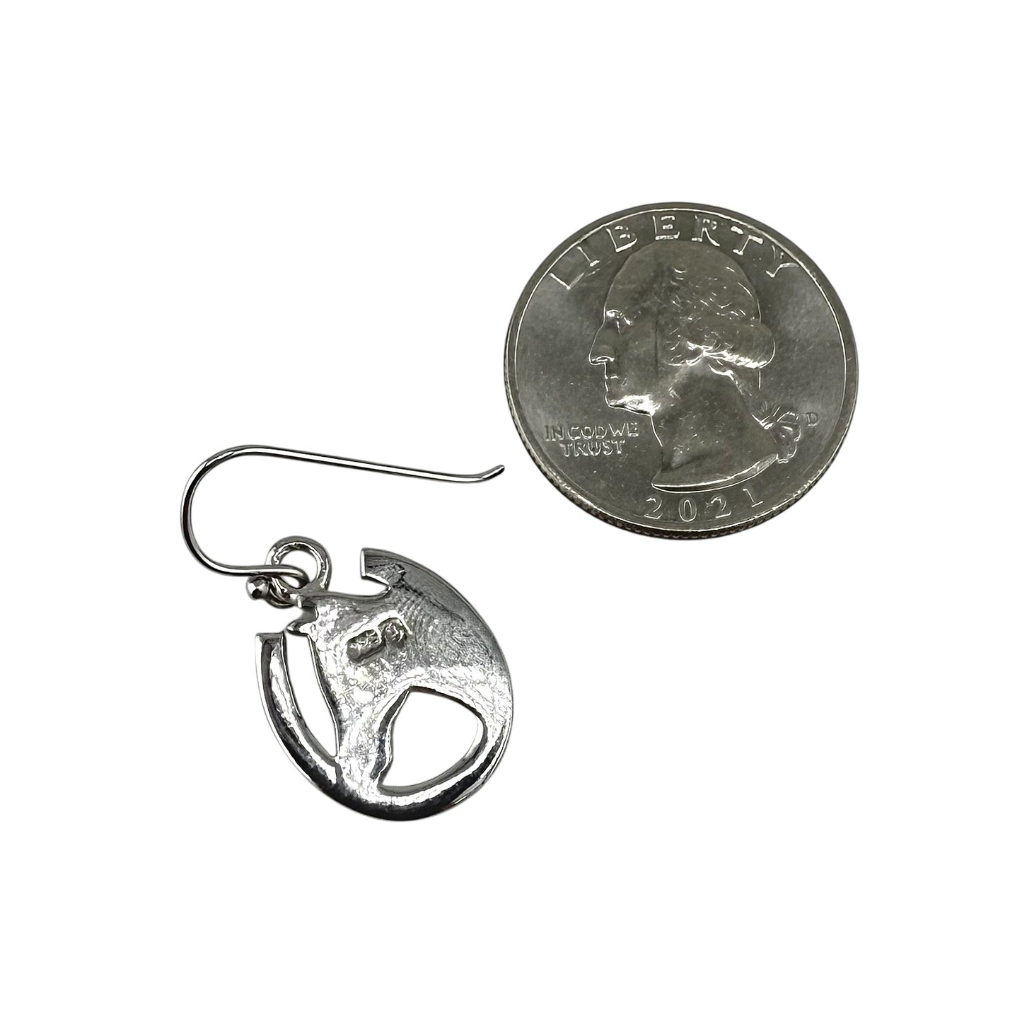 White Lab Opal Horse Head Horseshoe Earrings Sterling Silver