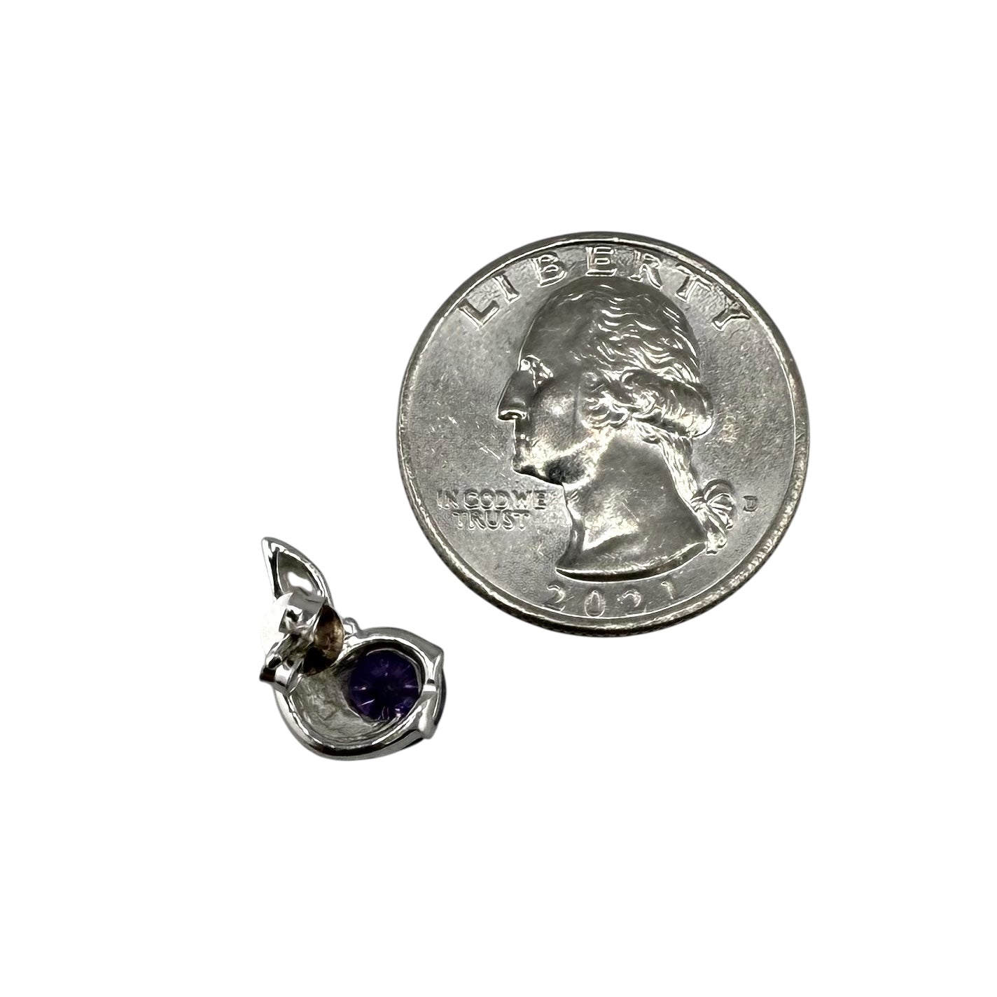 White Lab Opal Curve Amethyst CZ Post Earrings Sterling Silver