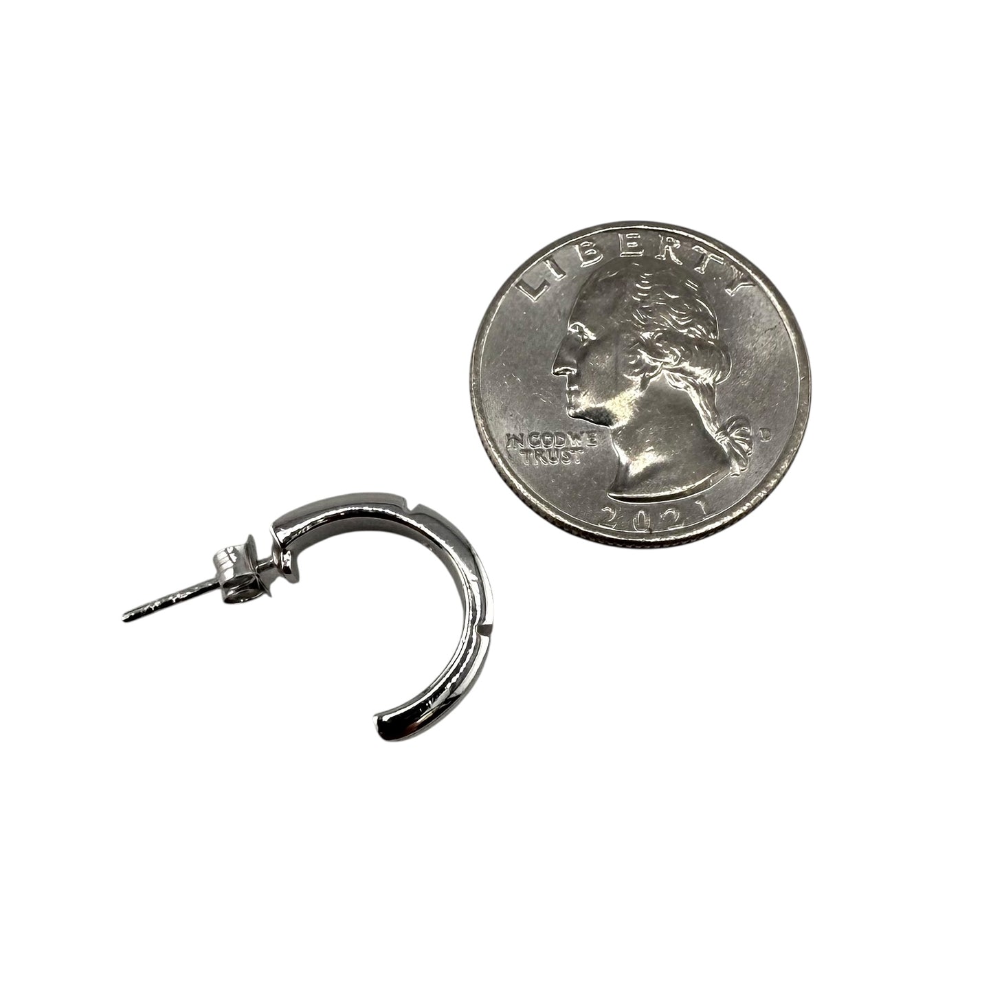 White Lab Opal Half Circle Post Earrings Sterling Silver