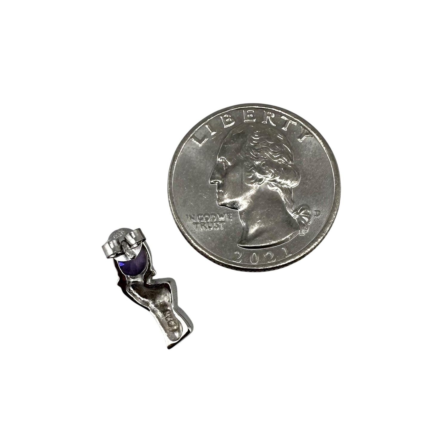 Blue Lab Opal Oval Amethyst CZ Post Earrings Sterling Silver