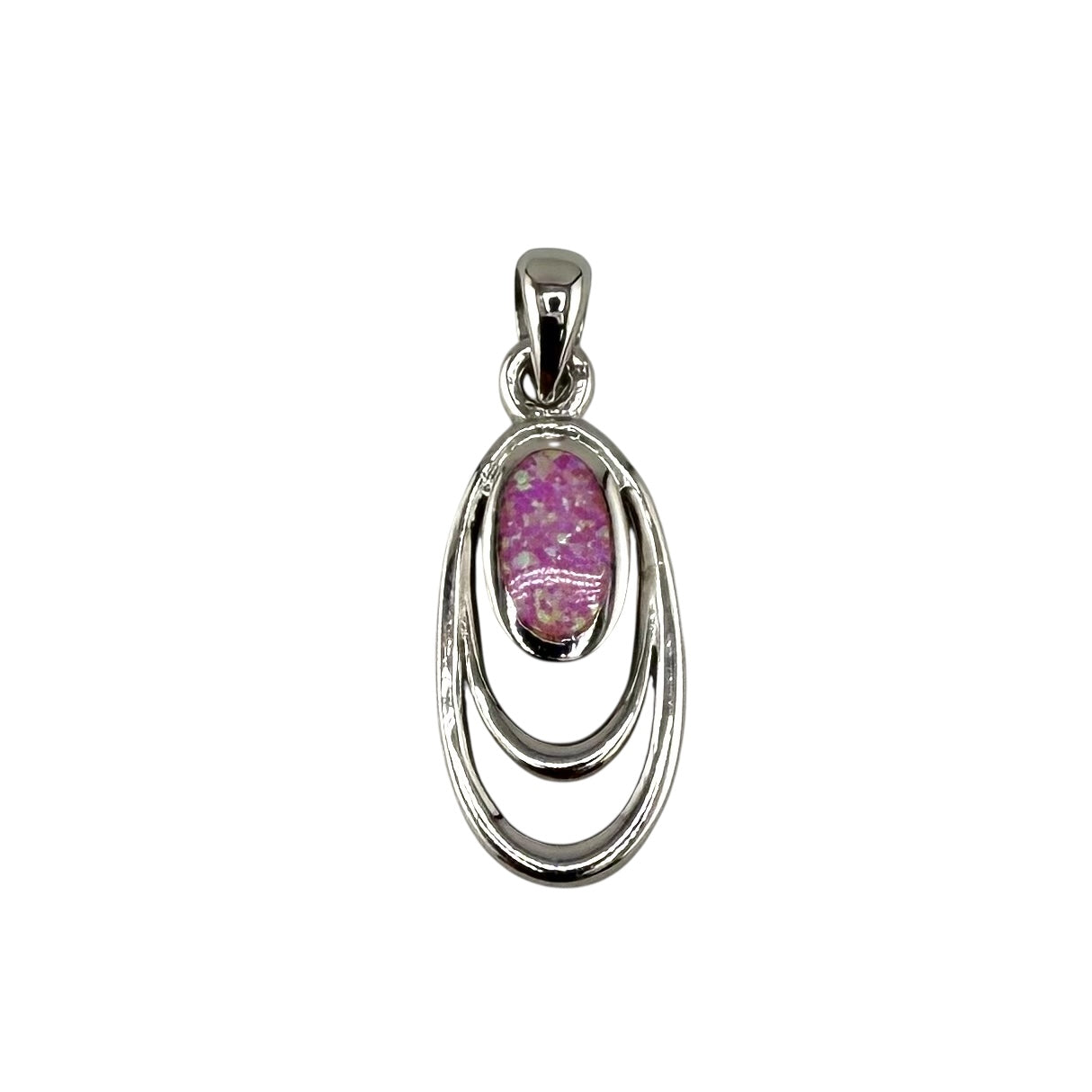 Pink Lab Opal Oval Pendant Sterling Silver