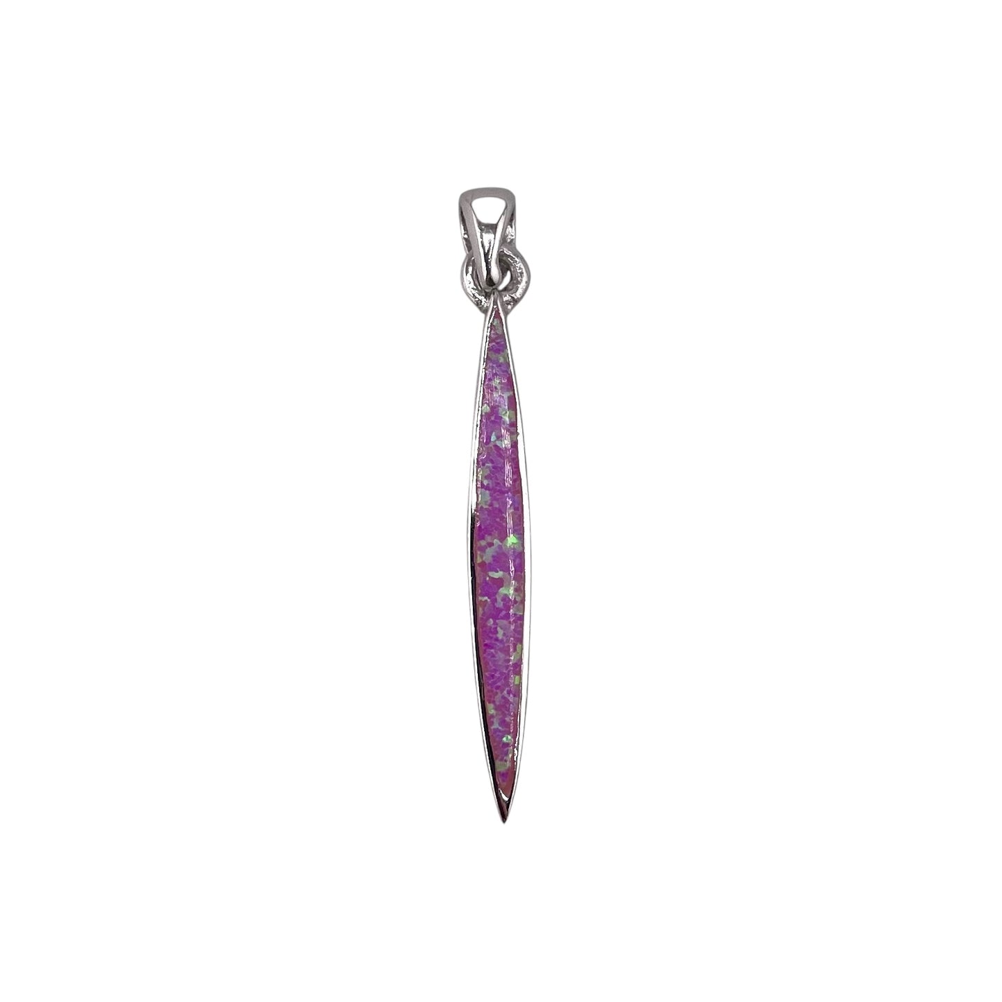 Pink Lab Opal Pointed Oval Pendant Sterling Silver