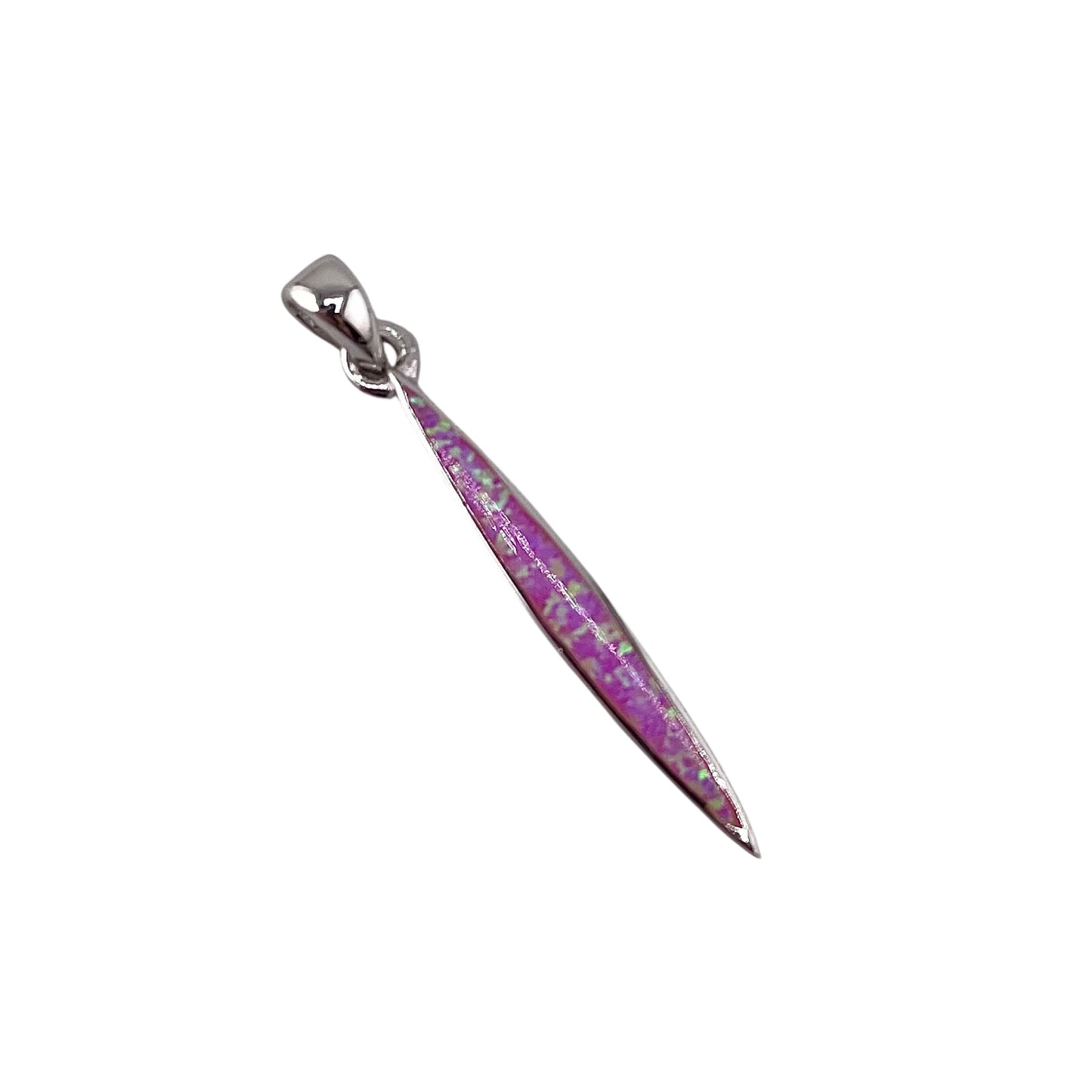 Pink Lab Opal Pointed Oval Pendant Sterling Silver