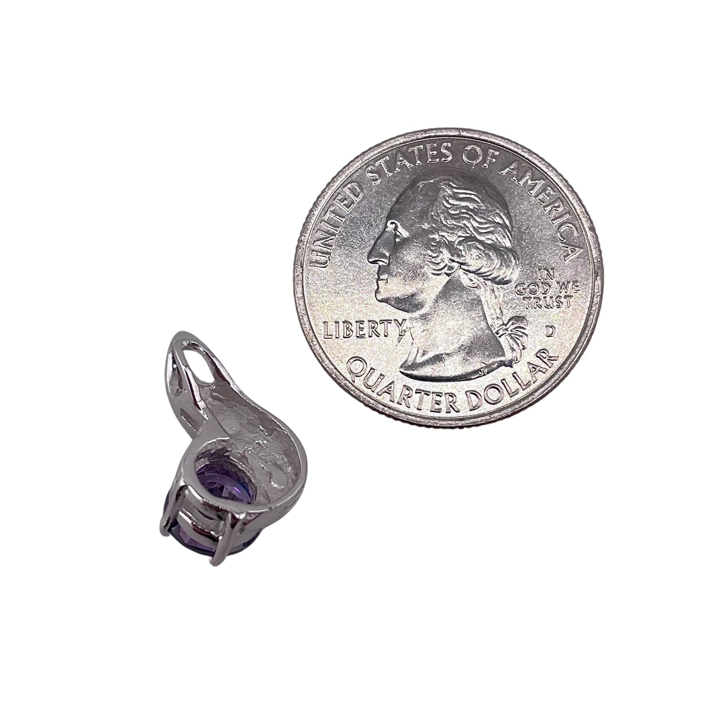 Blue Lab Opal Round Amethyst Pendant Sterling Silver