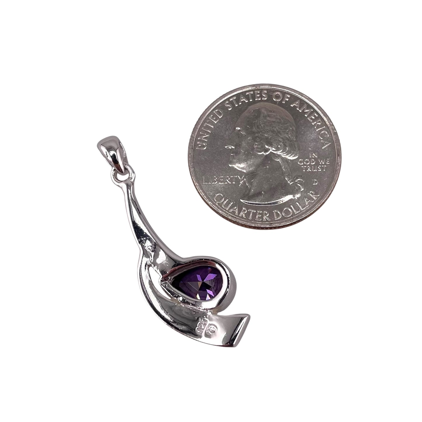 White Lab Opal Pear Amethyst Pendant Sterling Silver