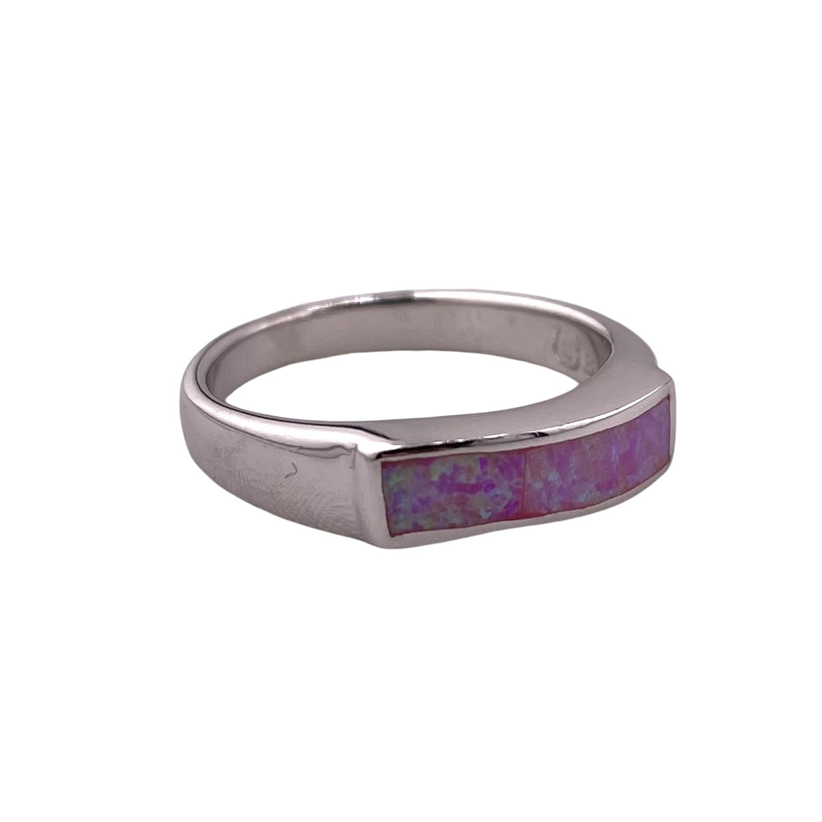 Pink Lab Opal Wavey Bar Ring Sterling Silver