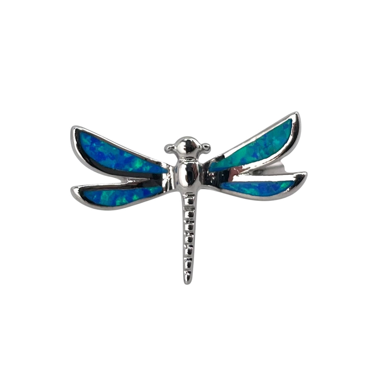 Blue Lab Opal Dragonfly Ring Sterling Silver