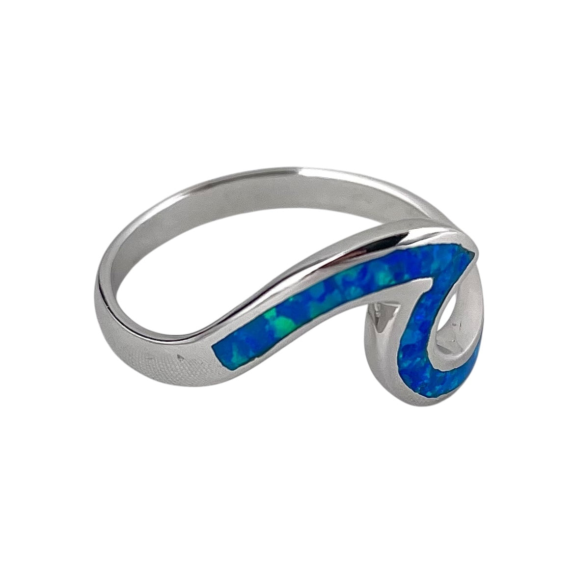 Blue Lab Opal Wave Ring Sterling Silver