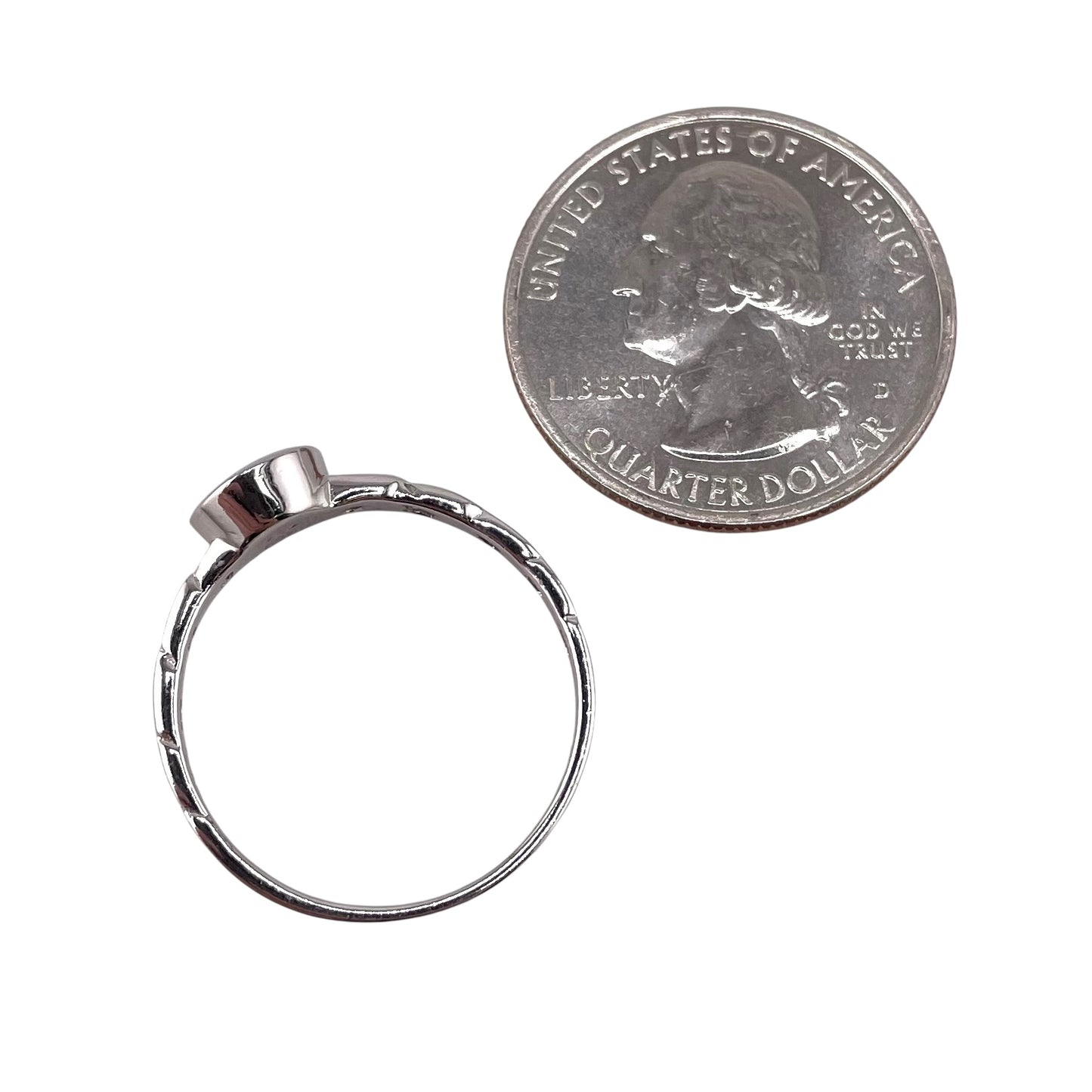 White Lab Opal Circle Round Link Ring Sterling Silver