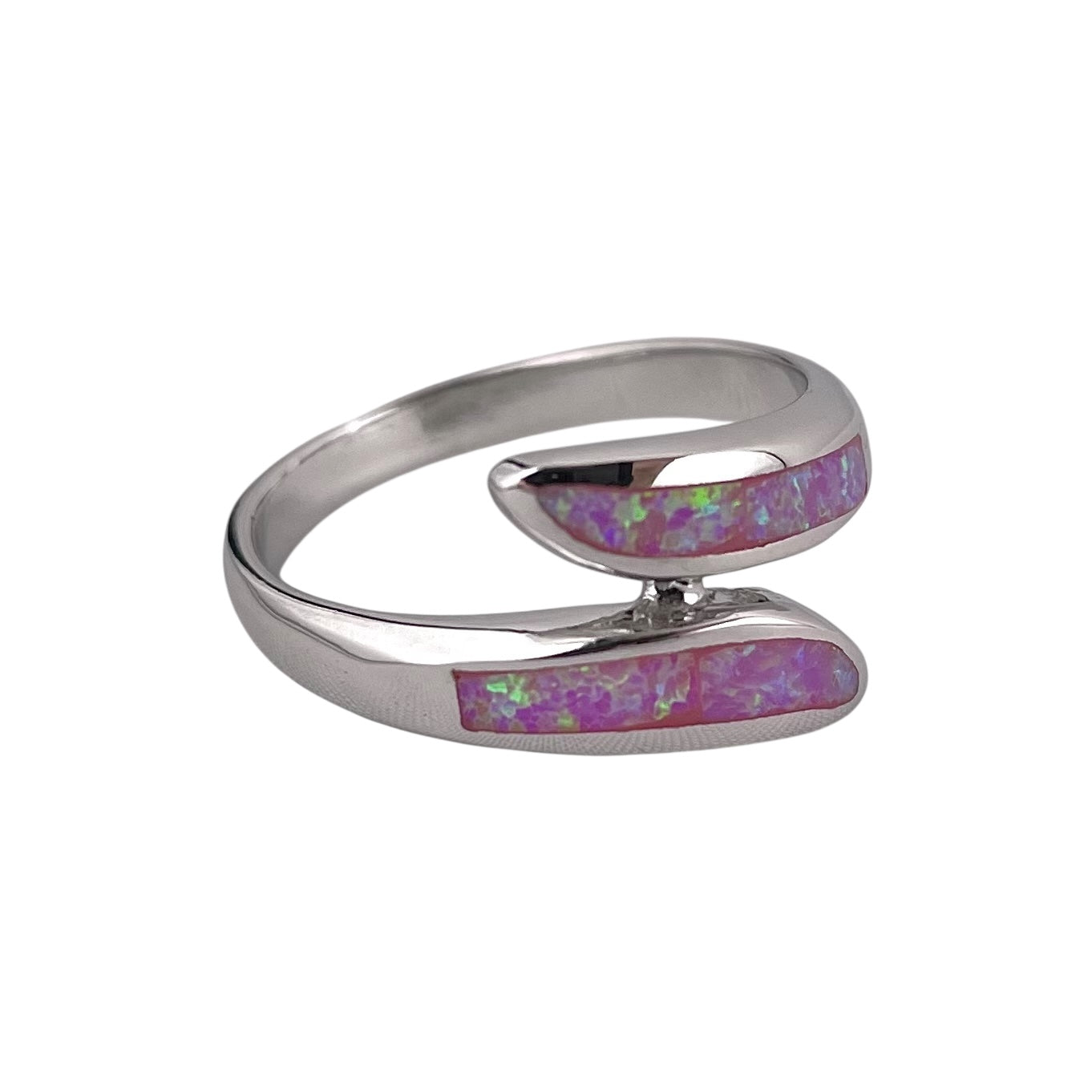 Pink Lab Opal Curve Ring Sterling Silver