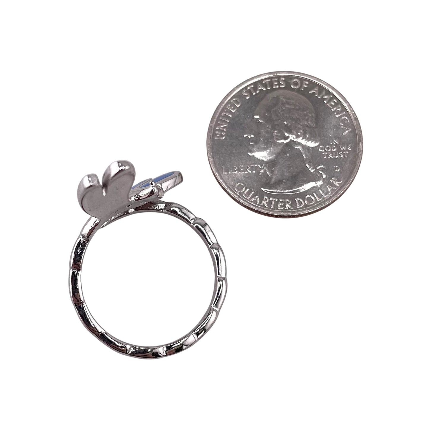 Blue Lab Opal Wrapped Dragonfly Ring Sterling Silver