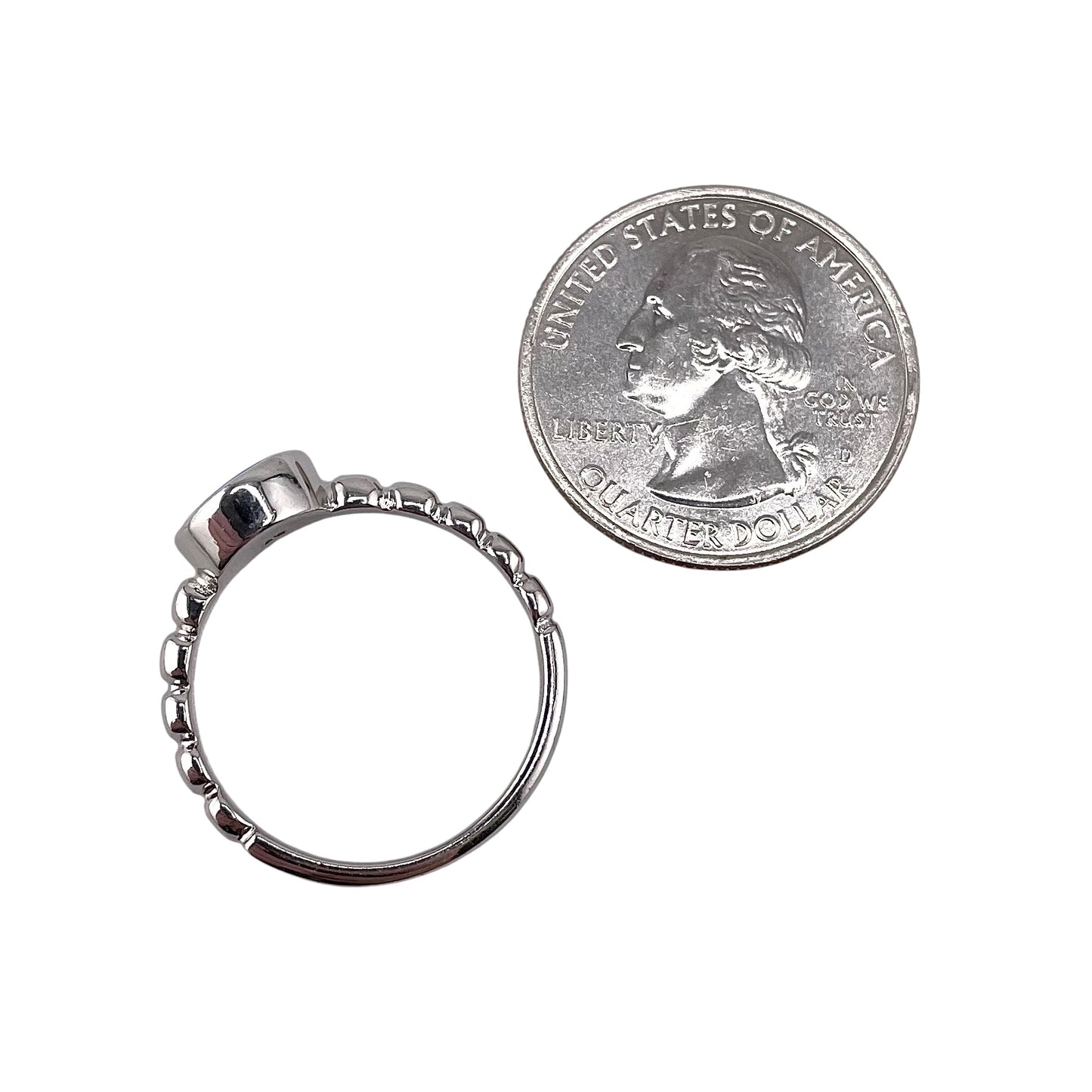 Blue Lab Round Opal Bead Band Ring Sterling Silver