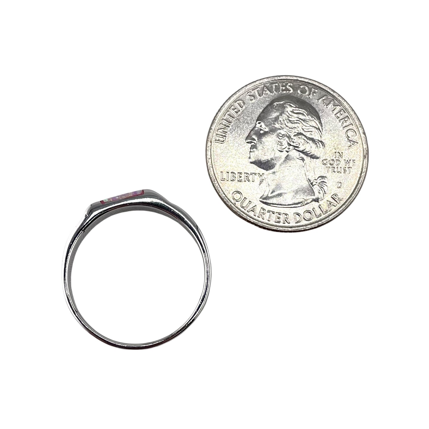 Pink Lab Opal Rectangle Ring Sterling Silver