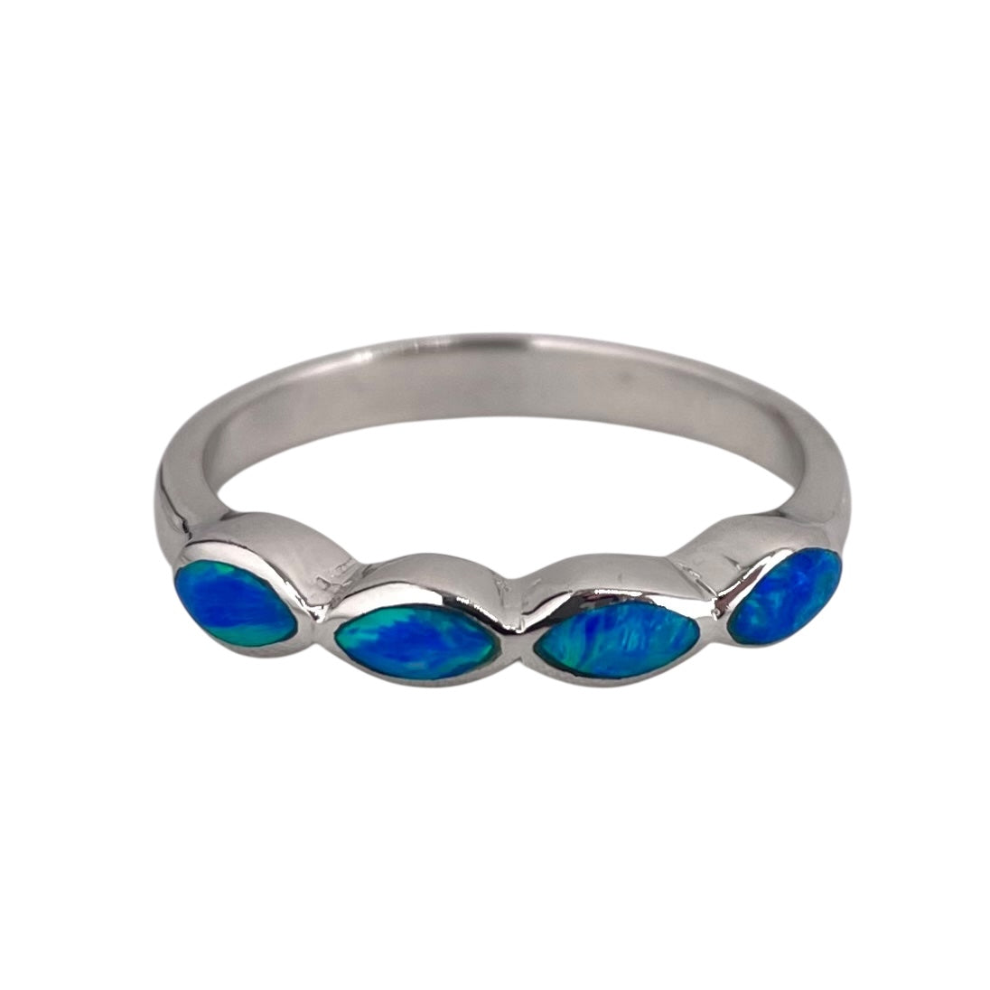 Blue Lab Opal Marquis Ring Sterling Silver