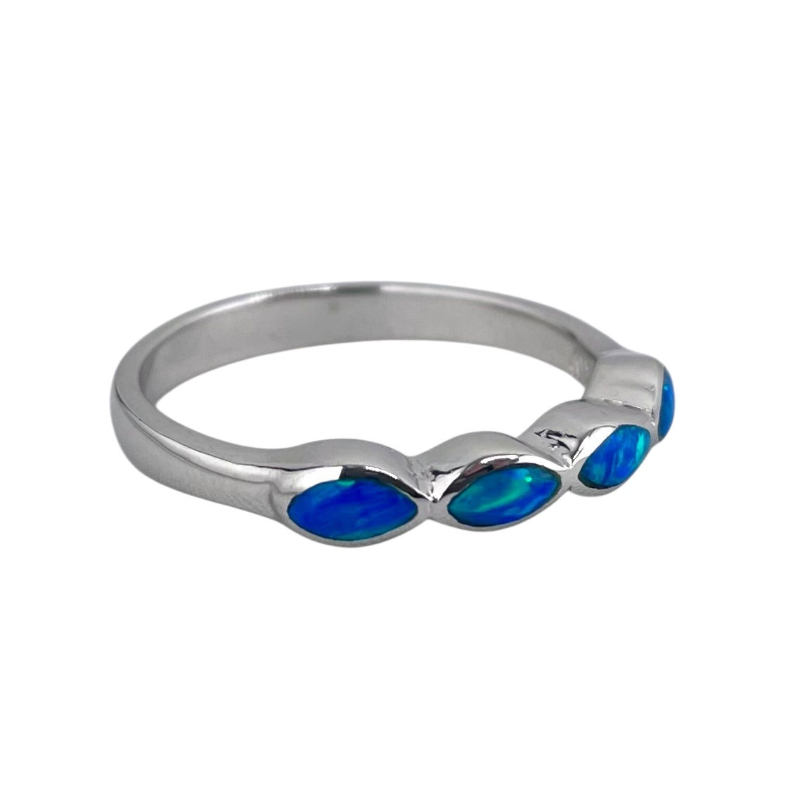 Blue Lab Opal Marquis Ring Sterling Silver
