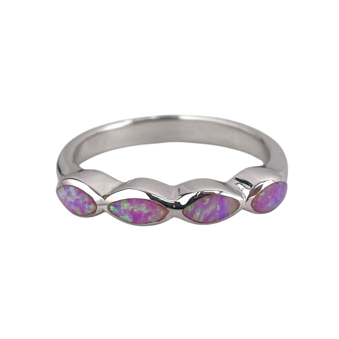 Pink Lab Opal Marquis Ring Sterling Silver