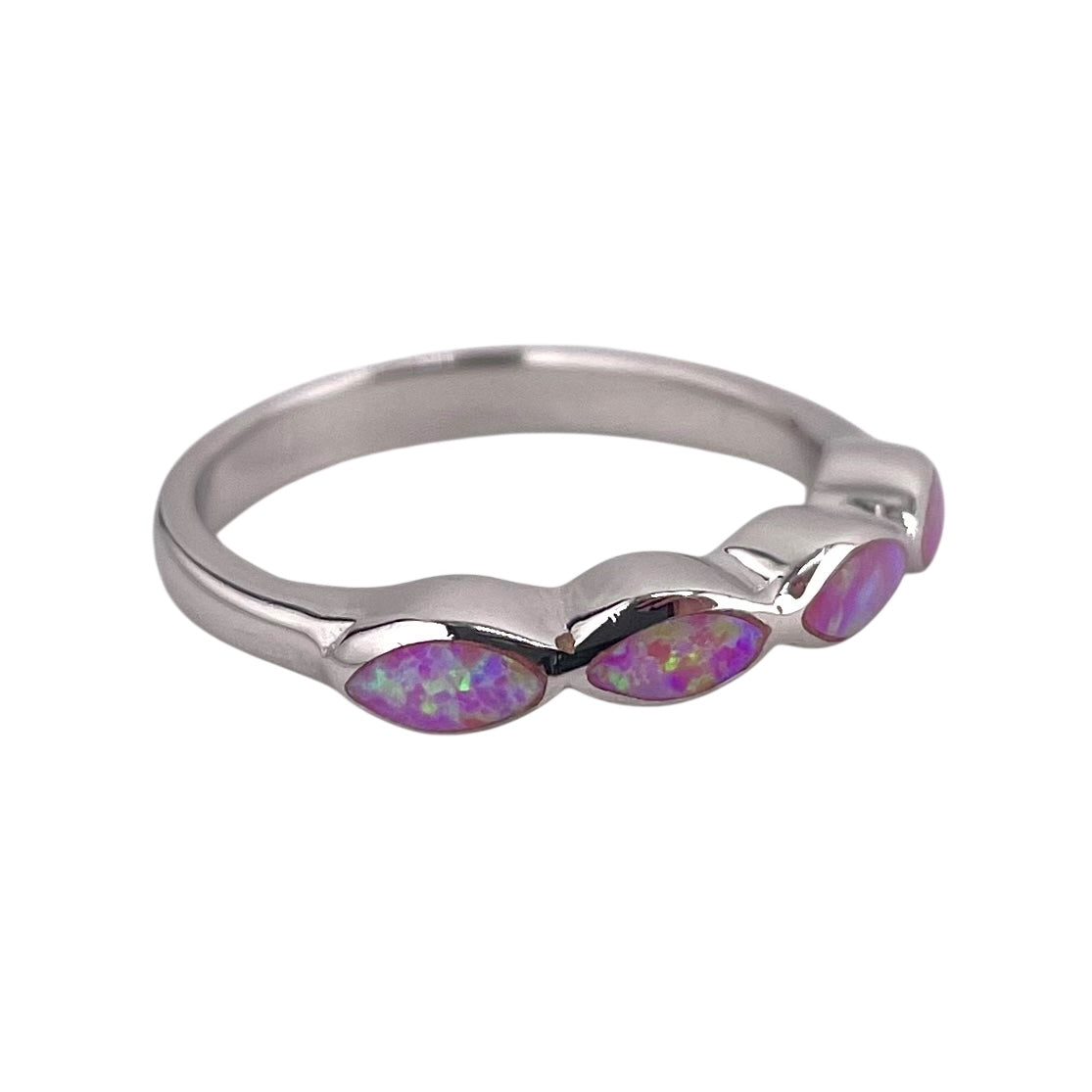 Pink Lab Opal Marquis Ring Sterling Silver