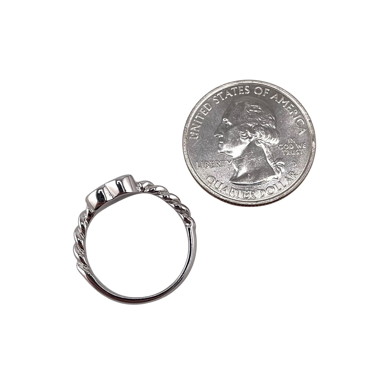 White Lab Heart Opal Rope Band Ring Sterling Silver