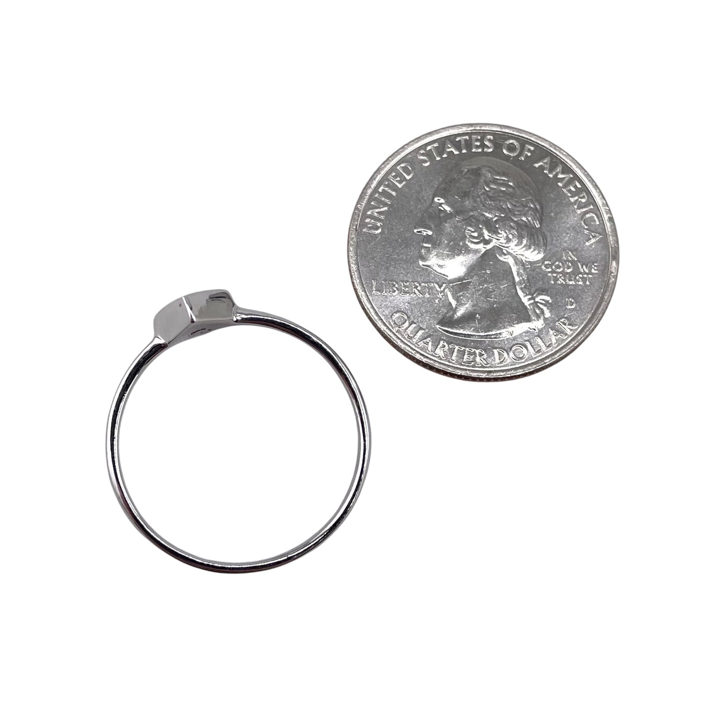White Lab Opal Diamond Shape Ring Sterling Silver