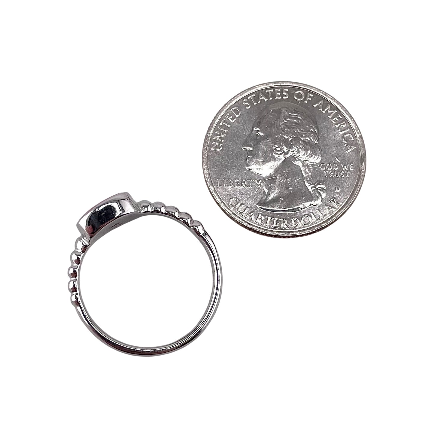 Pink Lab Square Opal Bead Band Ring Sterling Silver