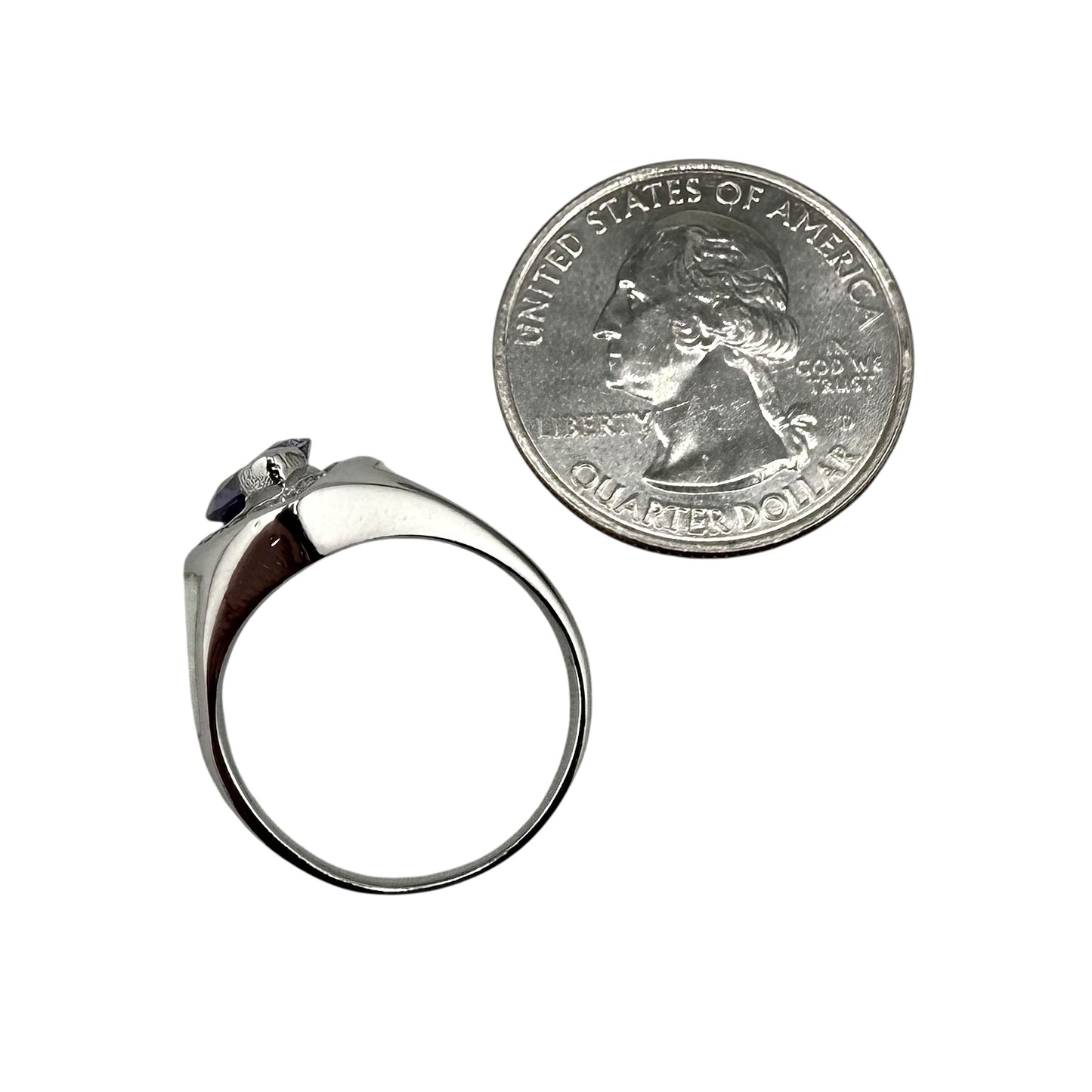 White Lab Opal Pear Purple Amethyst & CZ Diamond Ring Sterling Silver
