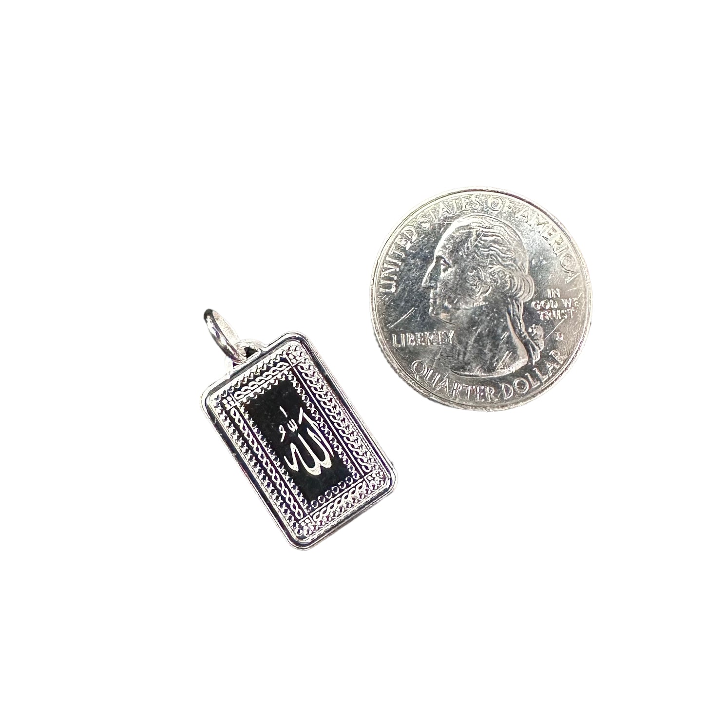 Allah God Rectangle Pendant Sterling Silver