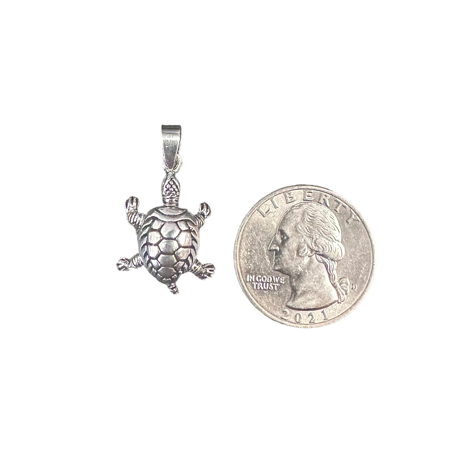 Turtle Charm Pendant Sterling Silver