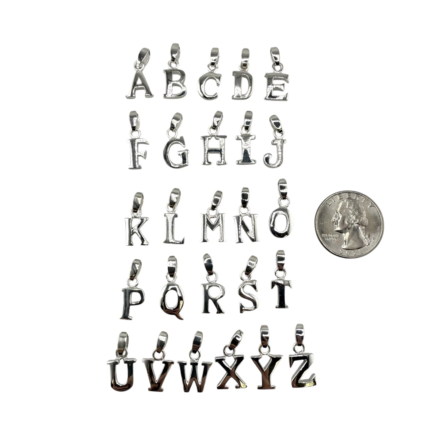 Initial Alphabet Pendant Sterling Silver