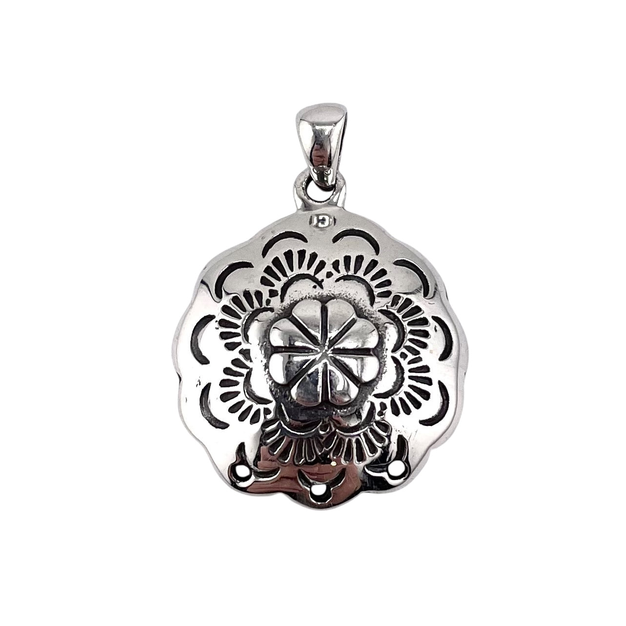 Flower Plate Pendant Sterling Silver
