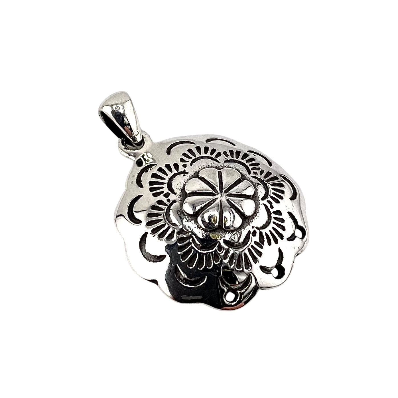 Flower Plate Pendant Sterling Silver