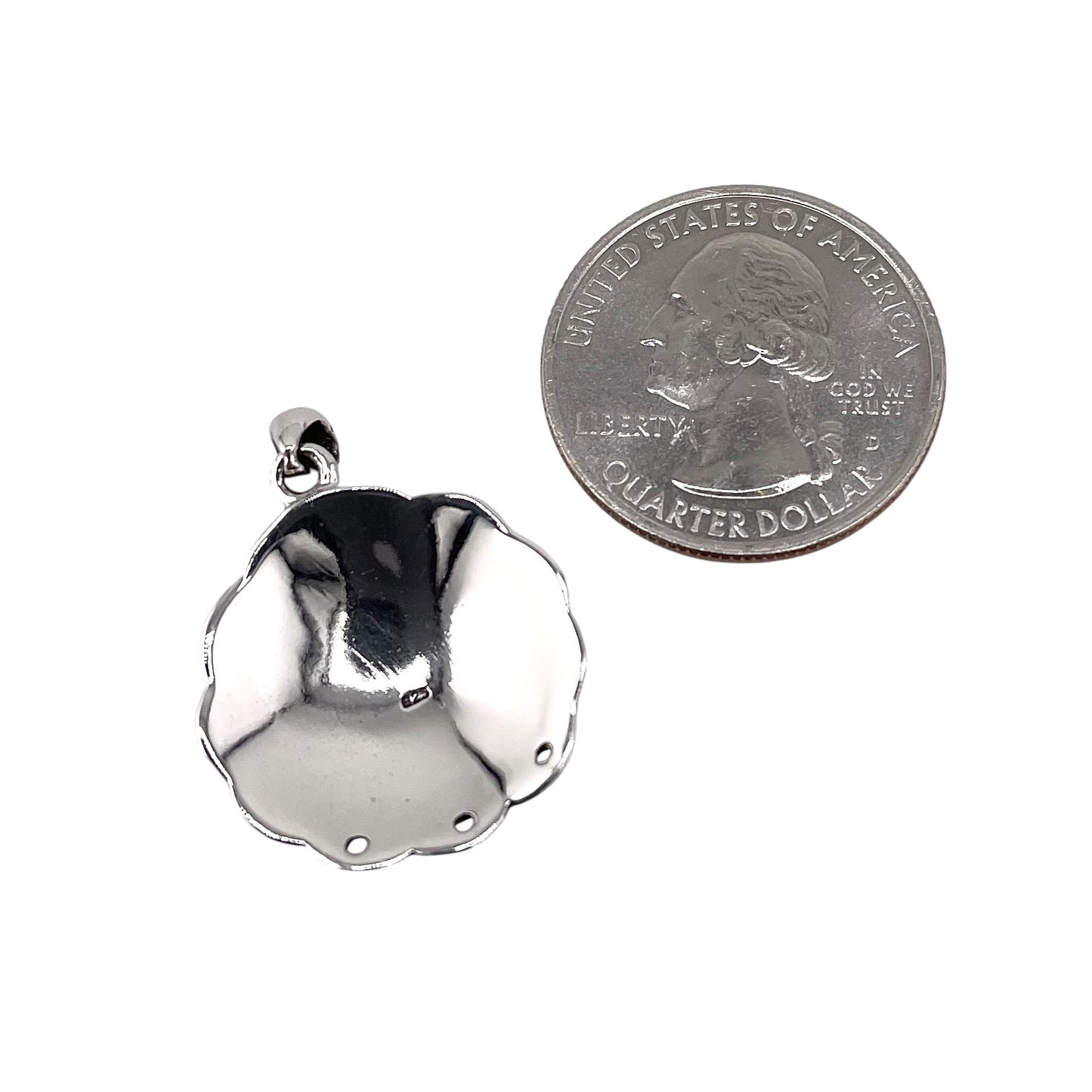 Flower Plate Pendant Sterling Silver