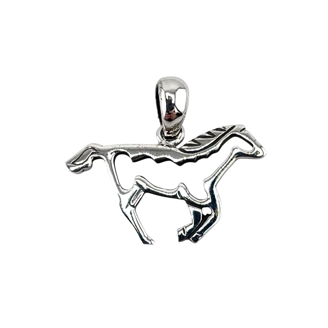 Galloping Horse Outline Pendant Sterling Silver