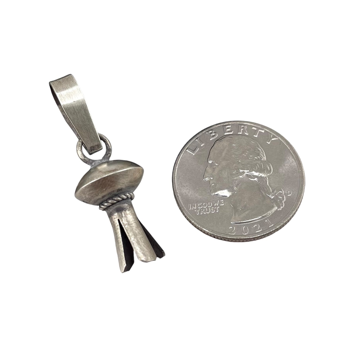 Monica Smith Roped Mini Blossom Pendant Navajo Sterling Silver