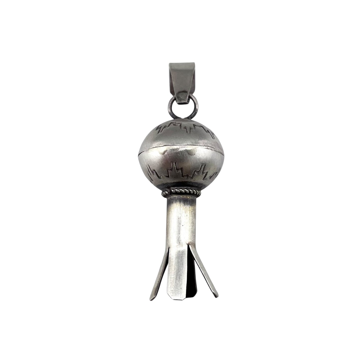 Monica Smith Stamped Blossom Pendant Navajo Sterling Silver