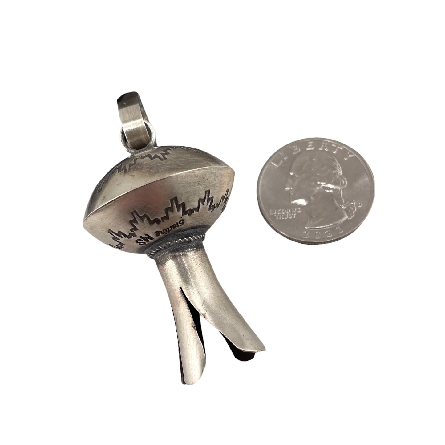 Monica Smith Imprinted Blossom Pendant Navajo Sterling Silver