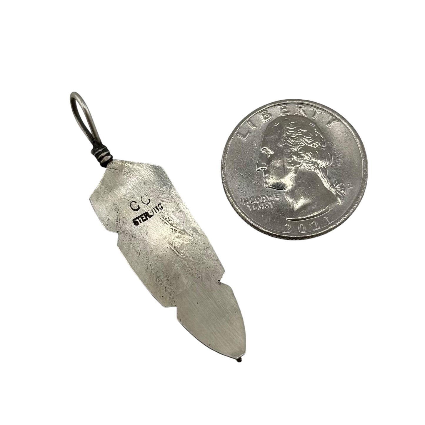 Feather Oxidized Navajo Pendant Sterling Silver