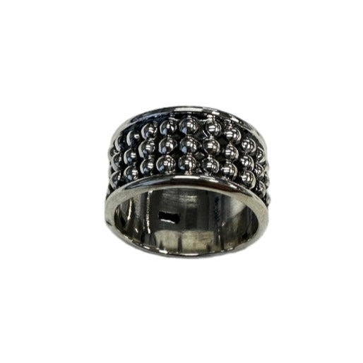 Sterling Silver Dotted Bead Band Ring