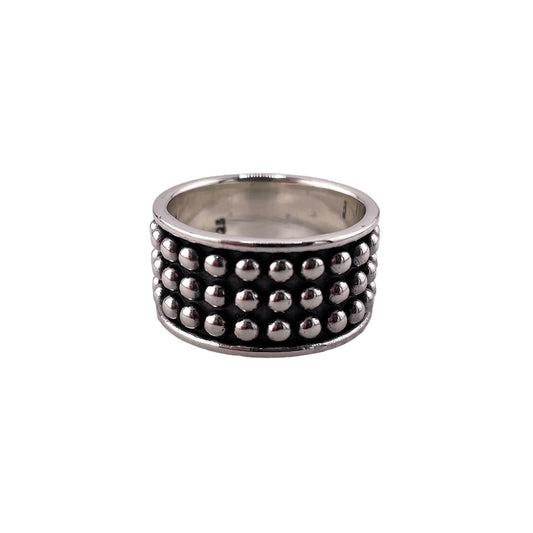Ball Dot 3-Row Band 12mm Ring Sterling Silver